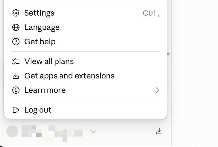 Open Settings from user profile menu